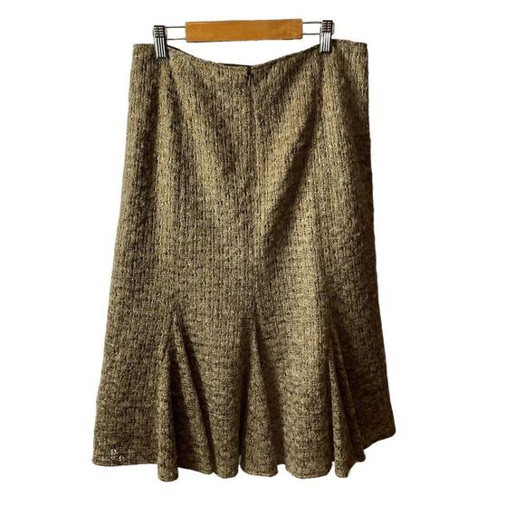 Lafayette 148 New York Metallic Brown Gold Tweed Flare Skirt Size 8 - Picture 9 of 12